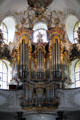 Baroque facade of organ at Basilica St Mang. Füssen, Germany.