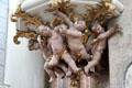 Carvings of cherubs on pulpit at Basilica St Mang. Füssen, Germany.