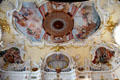 Ceiling & corner frescoes in Imperial Hall at Museum of City of Füssen in Kloster St. Mang. Füssen, Germany