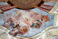 Ceiling fresco in Imperial Hall at Museum of City of Füssen in Kloster St Mang. Füssen, Germany.