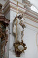 Statue of St Thomas, Apostle, with a pike at St Aegidius parish church. Gmund am Tegernsee, Germany.