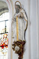 Statue of St Simon, Apostle, with his attribute, a bucksaw at St Aegidius parish church. Gmund am Tegernsee, Germany