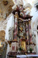 Ornate gilt & marble baroque altar in St Lorenz Basilica. Kempten, Germany