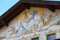Details of Holy Trinity painting on exterior of building. Mittenwald, Germany.