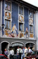Building facade with trompe l'oeil paintings. Mittenwald, Germany.