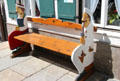 Whimsical carved wooden bench. Mittenwald, Germany.