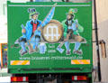 Sign for brewery on back of beer truck. Mittenwald, Germany.