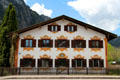 Alpine-style house with painted window surrounds. Oberammergau, Germany