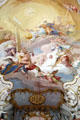 Holy trinity Baroque ceiling painting at Wieskirche. Steingaden, Germany.