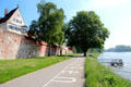Pathway between city walls & Danube River. Ulm, Germany.