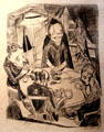 Hunger lithograph , sheet from a series entitled "Hell" by Max Beckmann at Museum of Bread and Art. Ulm, Germany.