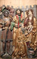 Carved Three Kings offering gifts to baby Jesus by Niklaus Weckmann from Attenhofen at Ulmer Museum. Ulm, Germany.
