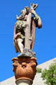 Statue of St Christopher carrying Christ child near Schwörhaus. Ulm, Germany.