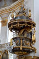 Ornate pulpit in abbey church at Kloster Wiblingen. Ulm, Germany.