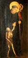 St Fridolin painting, Irish born missionary, with his attribute, a skeleton, at Kloster Wiblingen. Ulm, Germany.