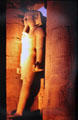 Night view of sculpture of a Pharaoh at Temple of Karnak. Egypt.
