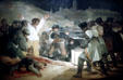 Painting of "Third of May 1808" execution of those who rose against French occupation "Fusilamientos en la Montaña del Principe Pio" by Francisco de Goya y Lucientes in Prado Museum. Madrid, Spain.