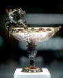 Crystal vessel with cupid on back of dragon in Prado Museum. Madrid, Spain.