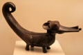 Chimu culture ceramic figure in shape of caiman from Cuzco, Peru at Museum of America. Madrid, Spain.