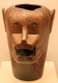 Inca polychromed wood beaker with human face from Cuzco, Peru at Museum of America. Madrid, Spain.