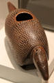 Inca wood vessel carved as armadillo from Peru at Museum of America. Madrid, Spain.