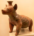 Colima culture ceramic vessel in dog shape from Western Mexico at Museum of America. Madrid, Spain.