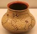 Shippibo culture ceramic vessel with geometric decoration from Peruvian Amazon at Museum of America. Madrid, Spain.