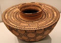 Chumash culture woven vessel with geometric pattern from California at Museum of America. Madrid, Spain