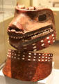Tlingit culture carved wooden seal head helmet & collar from Northwest Coast America at Museum of America. Madrid, Spain