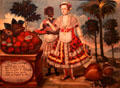 Main lady with her black slave framed by local fruits & trees by Vincente Albán from Quito, Ecuador at Museum of America. Madrid, Spain.