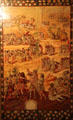 Conquest of Mexico from Spanish viewpoint painting with mother of pearl from Mexico at Museum of America. Madrid, Spain.