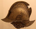 Bronze helmet of Spanish soldier at Museum of America. Madrid, Spain