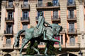 Monument of Ramón Berenguer III the Great by Joseph Llimona in Plaza de Ramón Berenguer. Barcelona, Spain.