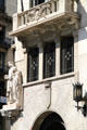 Facade details of Caixa de Pensions building. Barcelona, Spain.