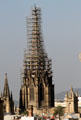 Spire of Barcelona Cathedral under restoration. Barcelona, Spain.