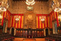 Great Hall details at Barcelona City Hall. Barcelona, Spain.