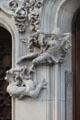 Carved St Michael slaying dragon on Casa Amatller. Barcelona, Spain.