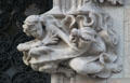 Carved man fighting dragon on Casa Amatller. Barcelona, Spain.