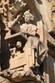 Jesus at work as carpenter on Nativity Facade at Sagrada Familia. Barcelona, Spain.