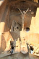 Crucifixion scene on Passion Facade at Sagrada Familia. Barcelona, Spain.