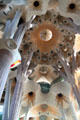 Ceiling design of radiating stars in Sagrada Familia. Barcelona, Spain.