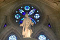 Statue of St Joseph over charity portal at Sagrada Familia. Barcelona, Spain.