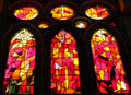 Modern stained glass in Sagrada Familia. Barcelona, Spain.