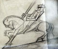 Early sketch for centurion Longinus by Josep Maria Subirachs at Sagrada Familia. Barcelona, Spain.