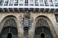 Noted parabolic doorways of Palau Güell. Barcelona, Spain