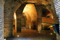 Horse stables with parabolic arches under Palau Güell. Barcelona, Spain.