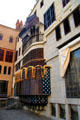 Louvered screen by Gaudi outside of rear hall on rear patio at Palau Güell. Barcelona, Spain.