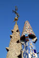 Gaudi's conical chimney's atop Palau Güell. Barcelona, Spain.