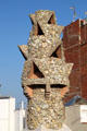 Stone covered chimney atop Palau Güell. Barcelona, Spain.