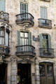 Balconies & doors of Casa Calvet commissioned by company Hijos de Pedro Mártir Calvet. Barcelona, Spain.